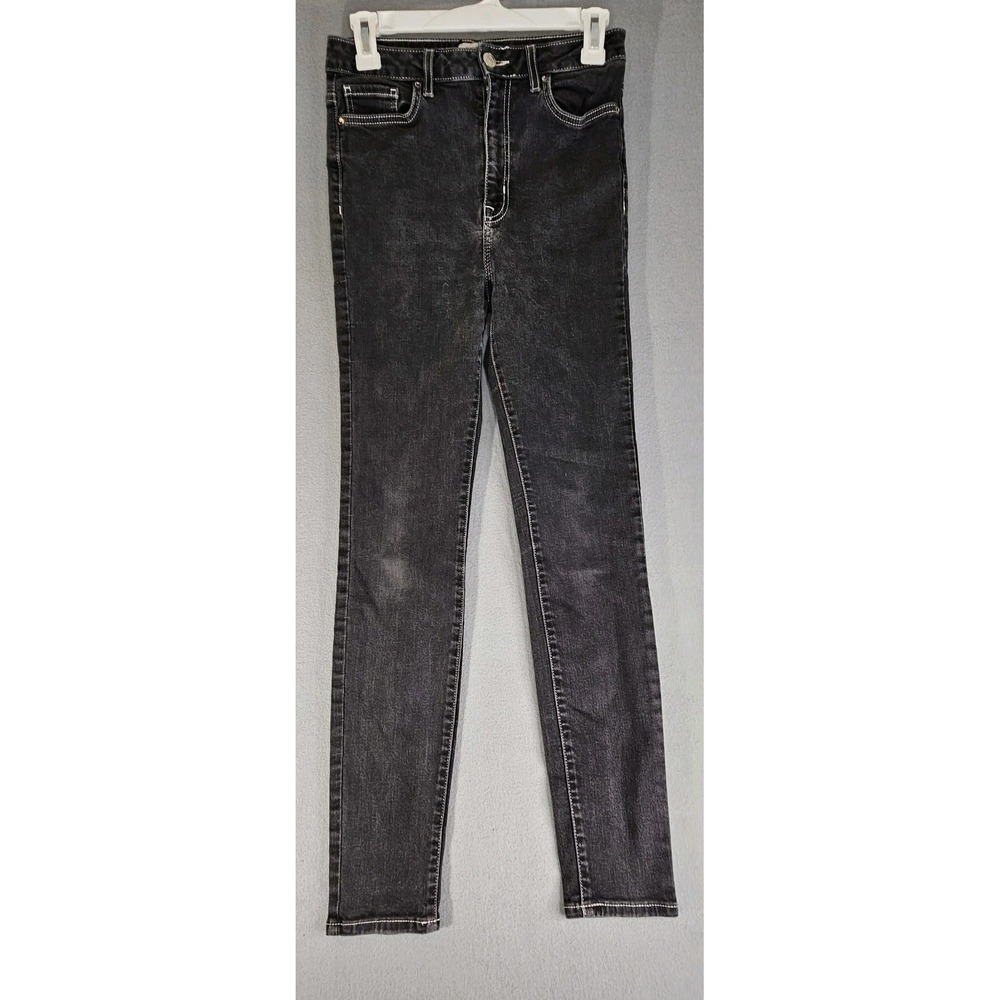Forever 21 Women's High Rise Skinny Jeans Casual Solid Black Pockets Size 28 EUC